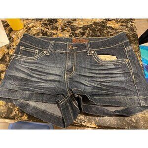 f FREE CULTURE  solid blue bling stretch shorts 13